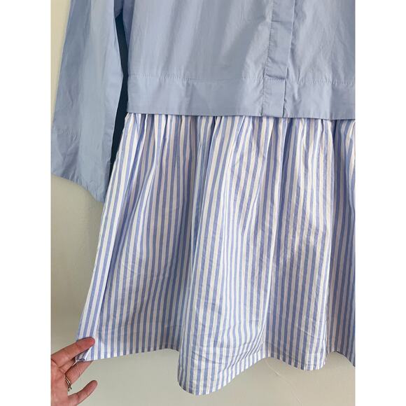 English Factory | Stripe Contrast Mini Shirtdress in Powder Blue | Sz XS - Picture 4 of 11